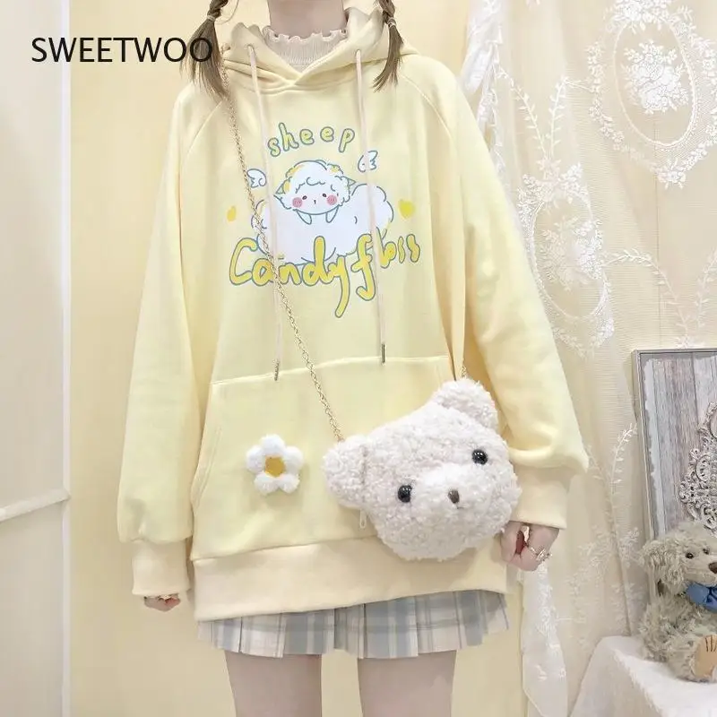 

Kawaii Swaetshirt Women Anime Hoodie Women Long Sleeve Cartoon Print Cute E Girl Pullover Korean 2021 Fashion