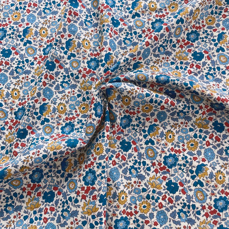 Danjo Floral 80S Tissun liberty Cotton Poplin Fabric For Kids Baby Sewing Cloth Dresses Skirt DIY Printed 0.5M Designer