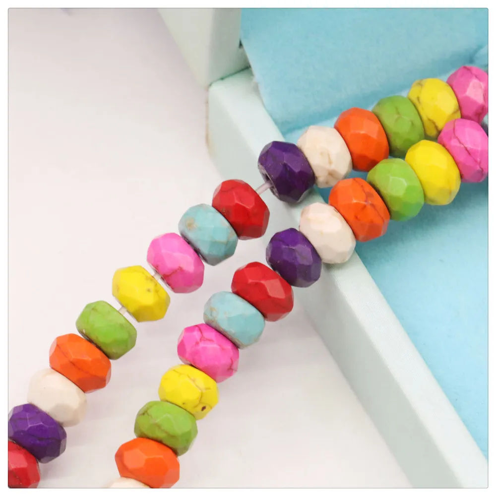 

4X6 5X8MM Multicolor Faceted Abacus Turkey Turquoises Loose Beads For DIY Necklace Bracelet Hand Made Girl Jewelry Making Design