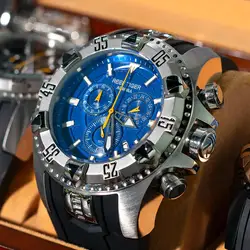 Reef Tiger/RT Casual Sport Watches Chronograph and Date Big Dial Super Luminous Steel Sport Watch for Men RGA303