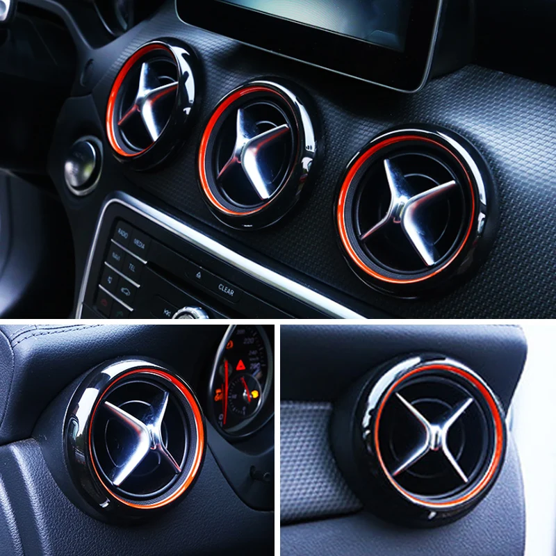 Double color Car Air Condition Air Vent Outlet Ring Cover Trim Decoration for Mercedes Benz A W176 GLA X156 CLA C117 class