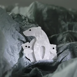 Handmade Acrylic Polar Bear Brooches For Women Lovely Animal Resin Lapel Pin Brooch Jewelry Female Badge Clothes Accessories
