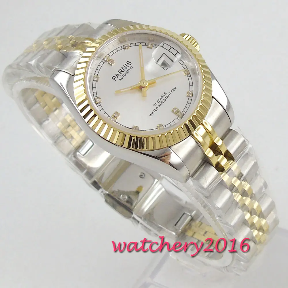 26mm parnis  dial 21 jewels date miyota automatic Luxurious womens watch