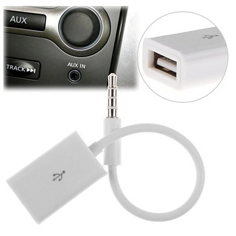 USB 2.0 Female To MP3 DC 3.5mm Male AUX Audio Plug Jack Converter Cable Cord High Anti-jamming Cars Accessories