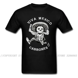 Viva mexico-男性用スカルTシャツ,黒Tシャツ,ラウンドネック,夏と秋用,綿100%