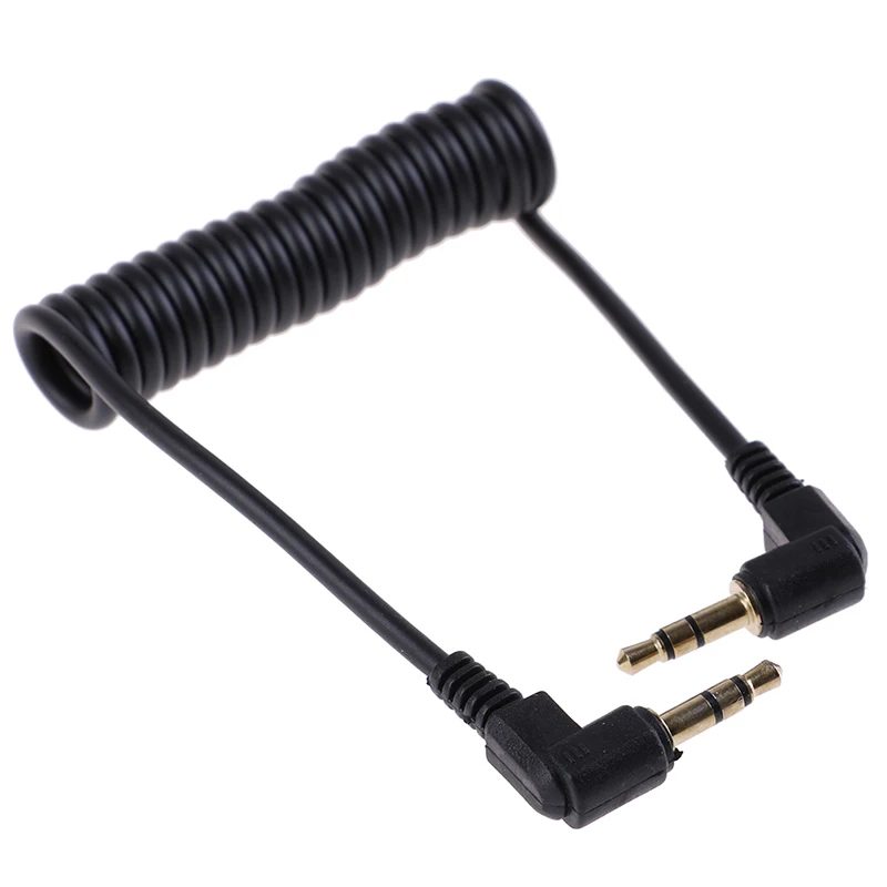 Cable de Audio en espiral, Conector de ángulo recto de 90 grados, 3,5mm, Aux, M/ M, para línea de coche móvil, reproductor MP4, 1 piezas, 3,5mm