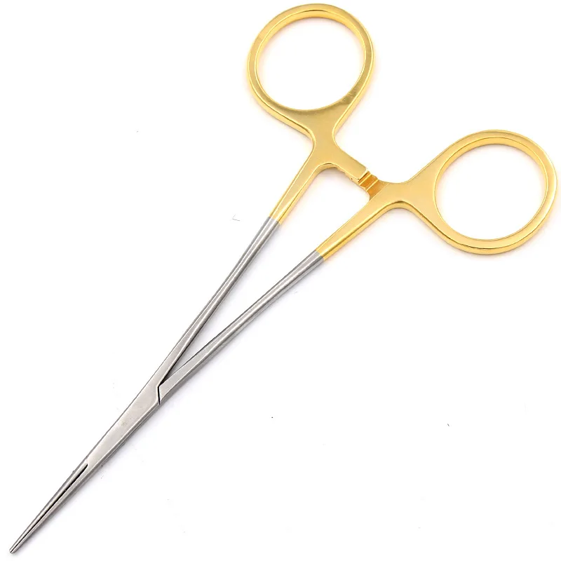 Gold handle stainless steel micro hemostatic forceps plastic double eyelid tool straight elbow medical vascular forceps hair rem