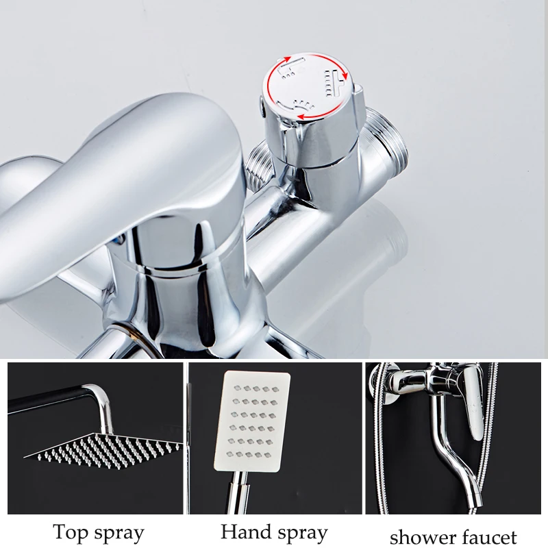 XAOZO Bathroom Shower Set SPA Shower Head Bath Shower Rotatable Mixer With Hand Shower Faucets Rainfall Chrome Showers Copper