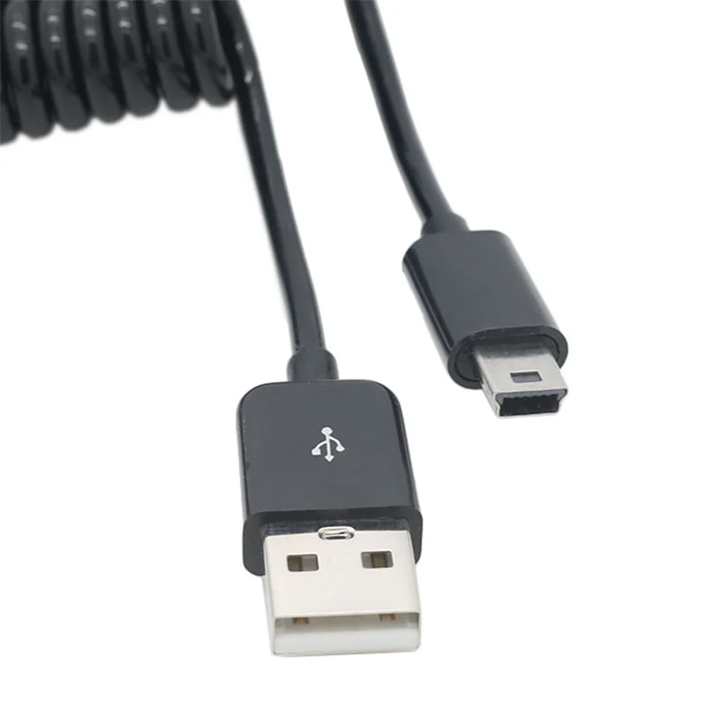 USB 2.0 to Mini USB Cables Mini USB Coiled Spiral Spring Data Charging Adapter Cable 1M 3M