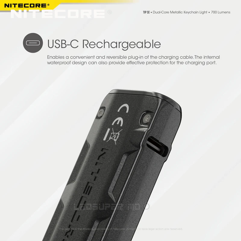 USB-C зарядка NITECORE TIP SE 700 люмен EDC вспышка двухъядерный металлический светильник брелок встроенный литий-ионный аккумулятор