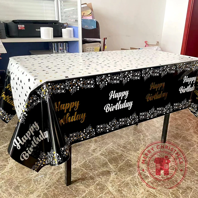 54×72inch Happy Birthday Decor Letter Printed Tablecloth Decoration Drawing Scene Layout Wedding Celebration Parti Table Suppl