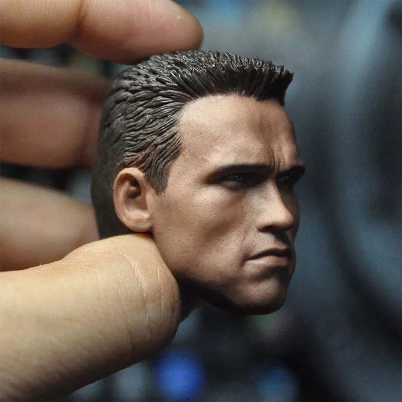 1/6 Arnold T800 Schwarzenegger Head Sculpt Camo Painted Head Carving Model Fit 12 inch Male Soldier Action Figure Body