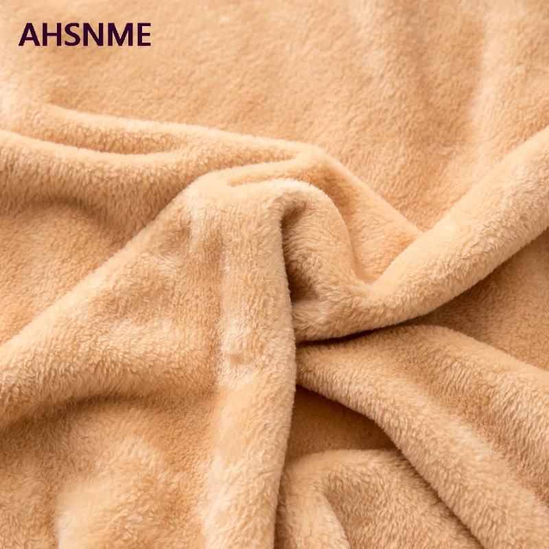 AHSNME Camel Thick Coral Blanket Solid Color Mink Velvet Blanket Soft Sofa Throw Multi Size High Quality Rug