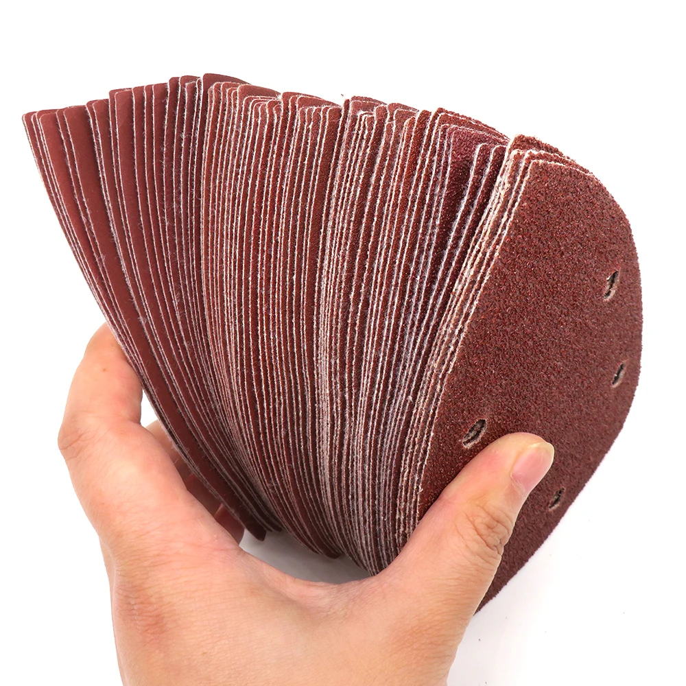 10pcs 140*98 MILLIMETRI Carta Vetrata Triangolo Levigatrice Sabbia Gancio di Carta Anello di Carta Vetrata Disco Utensili Abrasivi Per La Lucidatura Grit 40-1000