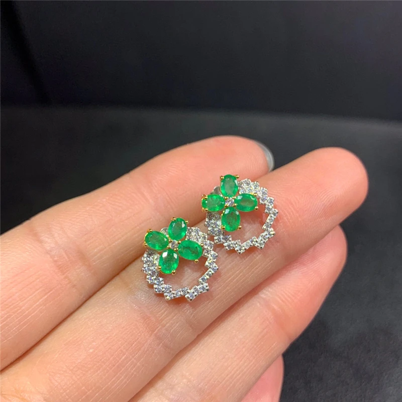 

WEAINY Natural Emerald Oval Stud Earrings,Exquisite S925 Sterling Silver Earrings,Natural Emerald Earrings,Oval Stud Earrings