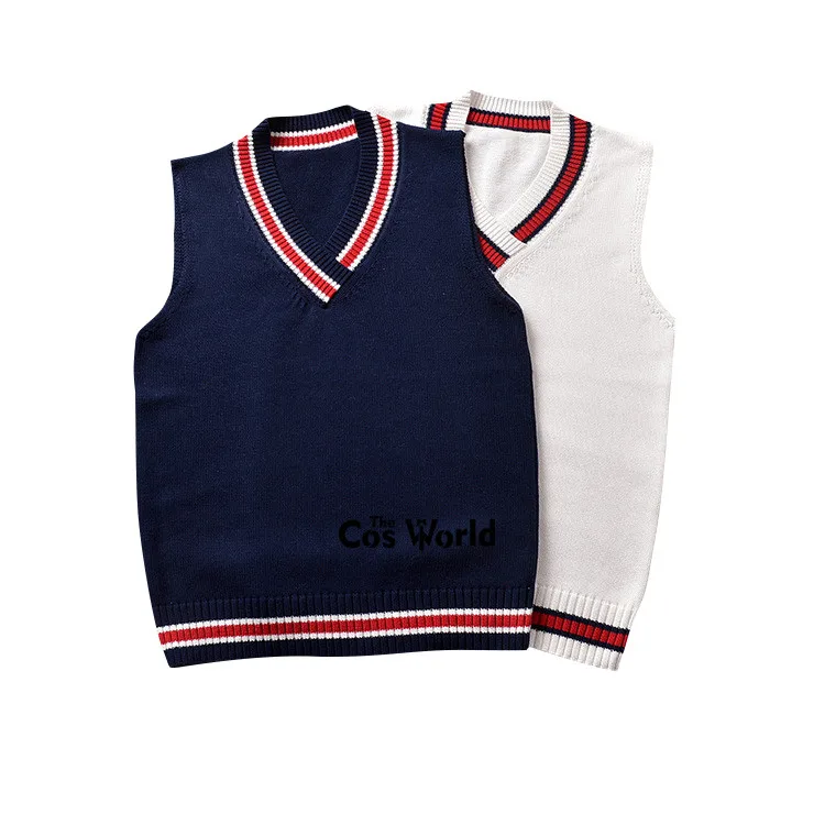 S-XXL Spring Autumn Sleeveless Cross Collar Knit Vests Pullovers Sweaters For JK School Uniform