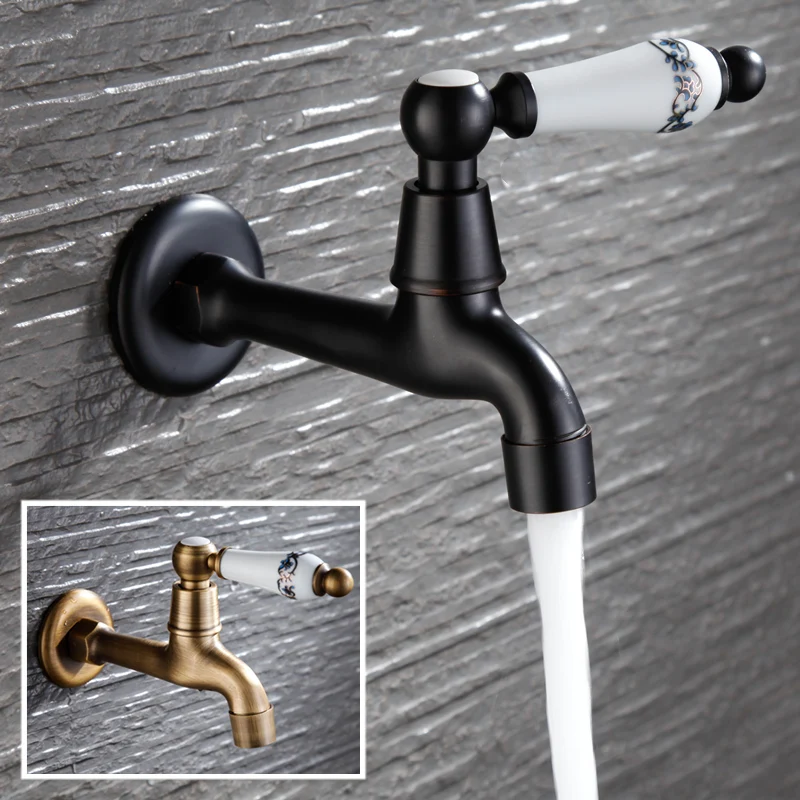 

Brass Wall Mount Bibcock Bathroom Wall Mounted Garden Faucet Basin Mop Washing Machine WC Single Cold Water Taps