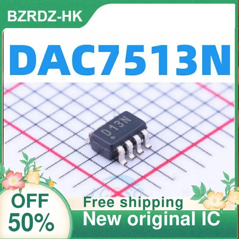 5PCS DAC7513 DAC7513N D13N SOT23-8  New original IC