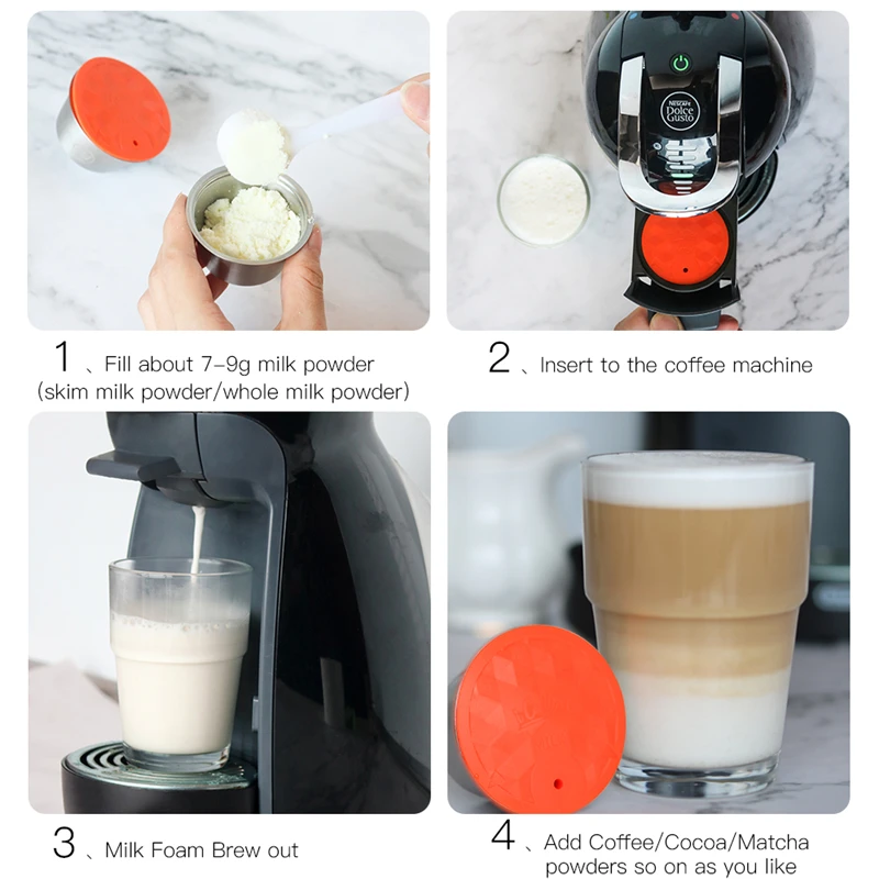 for Dolce Gusto Reusable Coffee and Milk Capsule Refillable Coffee Capsule Pod Stainless Steel Plastic Coffee Filters