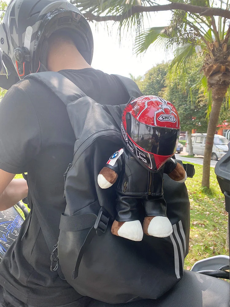 30cm Helmet Bear Stuffed Doll BMW Motorcycle Bear Plush Toys