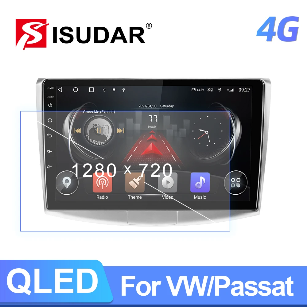 ISUDAR T72 QLED Android 12 Car Radio For VW/Volkswagen/Passat B7 CC B6 Car Multimedia RAM 8GB CANBUS Carplay DSP GPS DVR No 2din