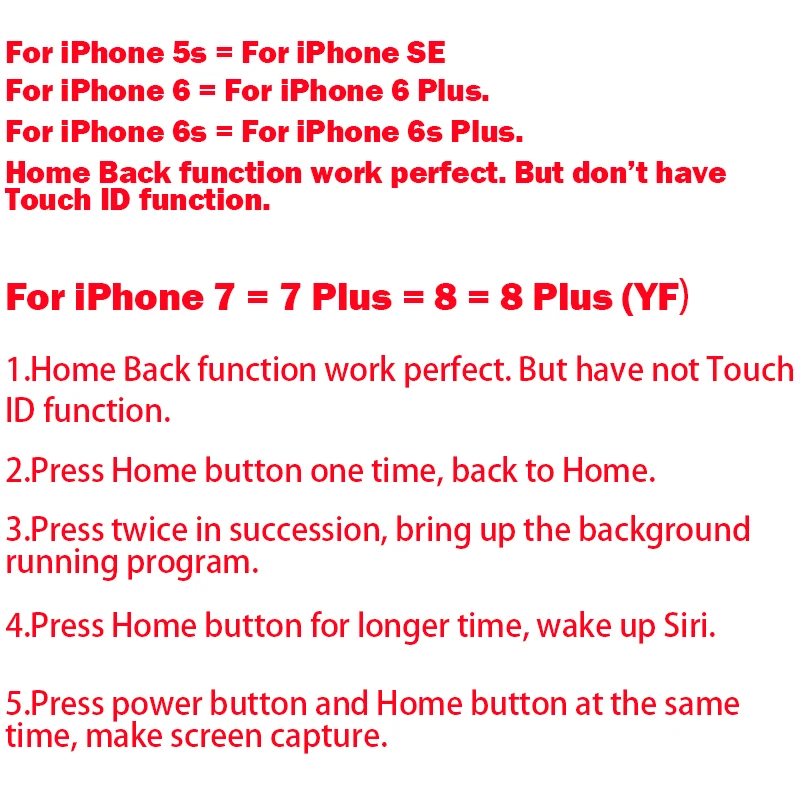 AAA For iPhone 5 6 6S 7 8 Plus 5S SE 6S Plus Return Back Home Button With Flex Cable Rubber Sticker No Touch ID Fingerprint