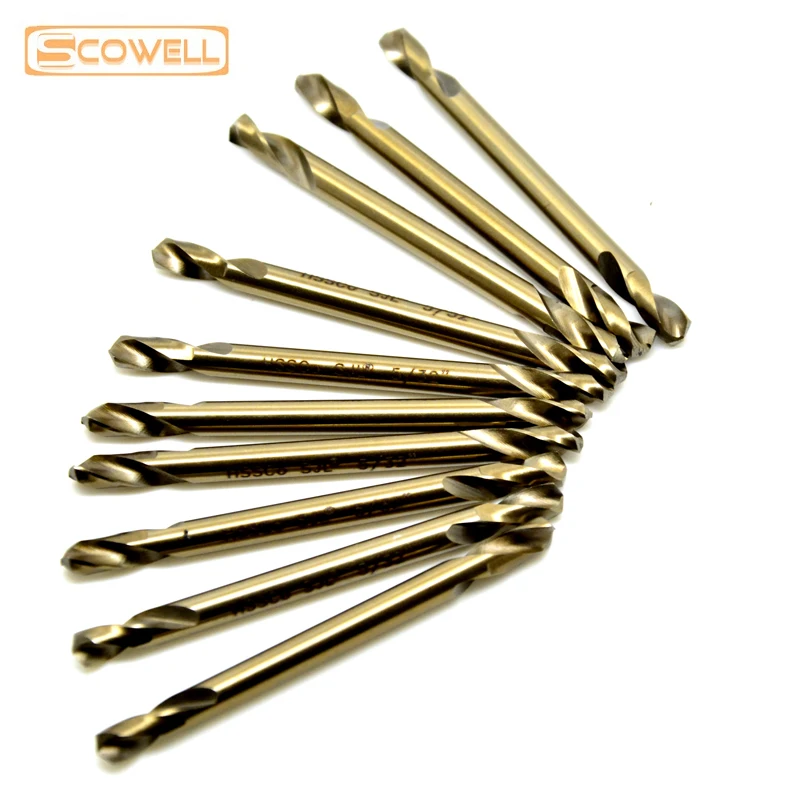 Paquete de 10 brocas de doble extremo Imperial HSS M35 cobalto 5% broca helicoidal en espiral con agujero de madera para Metal 3mm 3,2mm 3,5mm 1/8