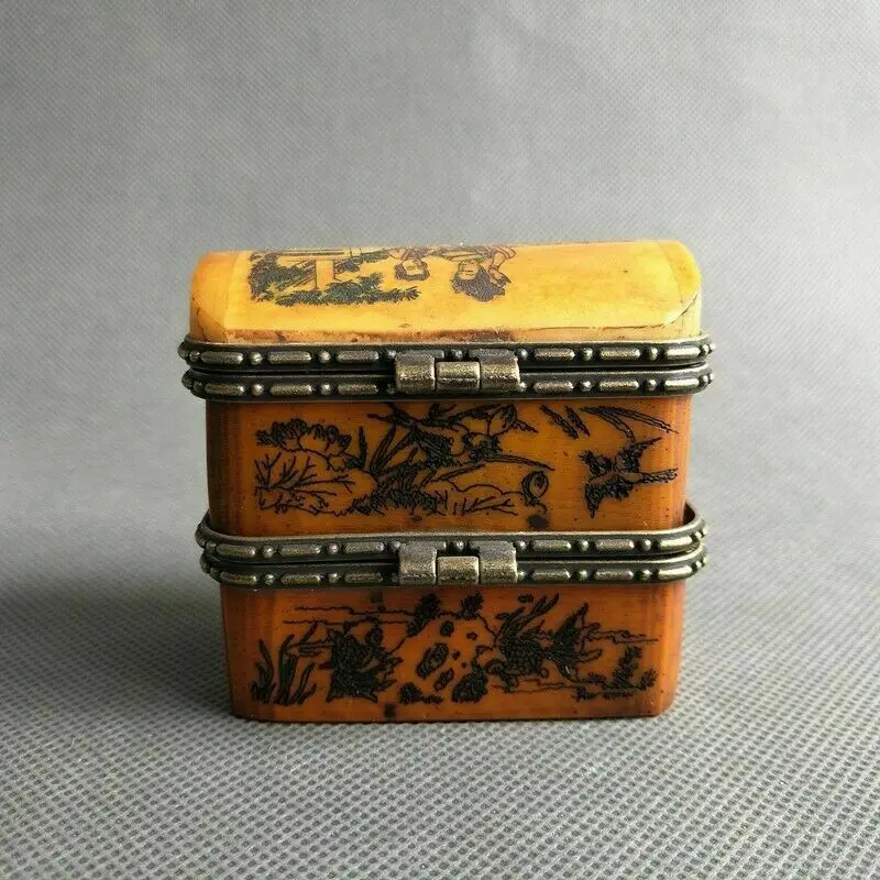 Old Chinese antique rosewood Hand-carving flower pattern jewelry box