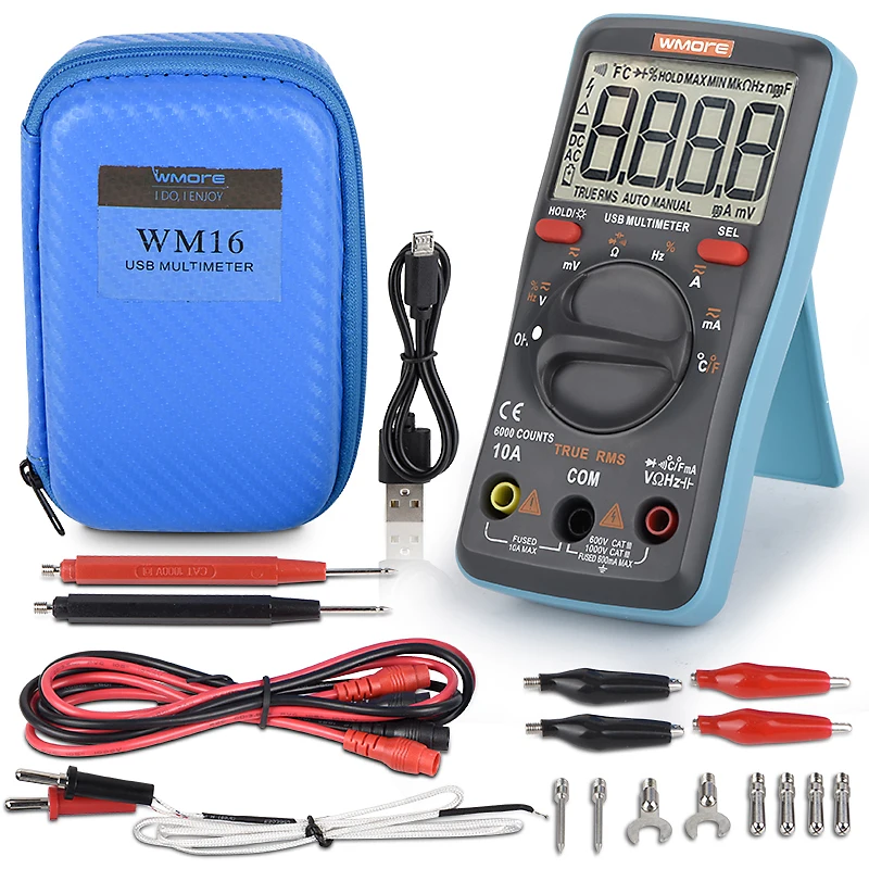 

JCD UM16 Digital Multimeter AC/DC 6000 Counts Professional Multimetro True RMS Current Voltage Tester Auto-Range With USB Plug