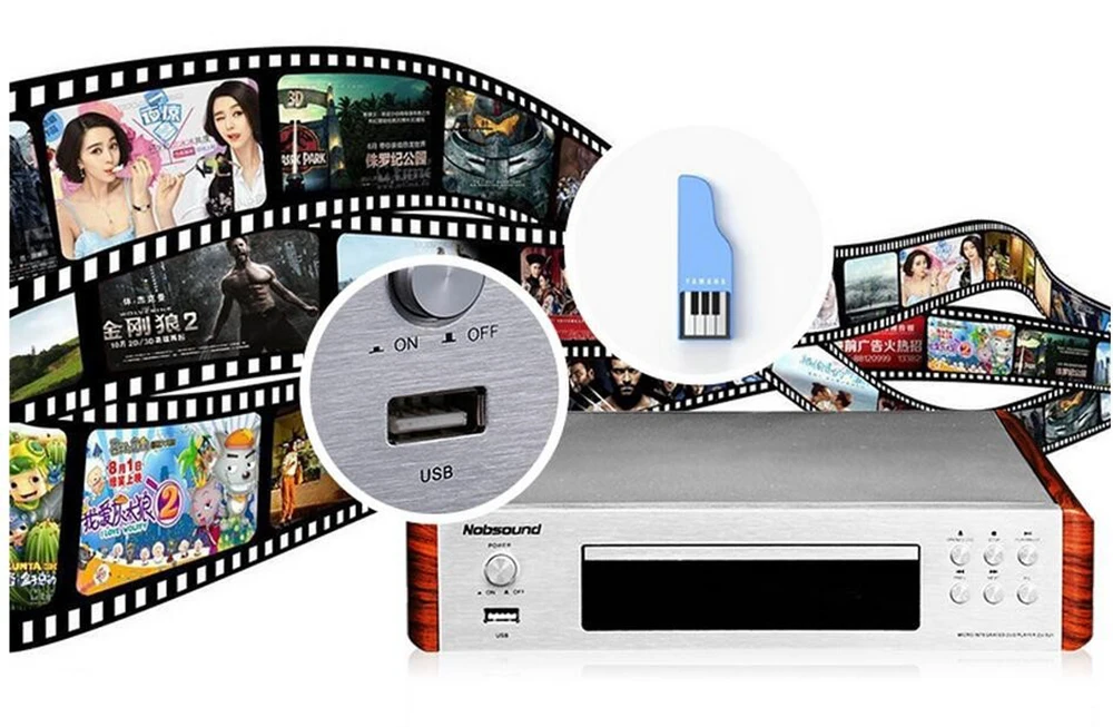 Nobsound DV525 DVD Player CD USB Video Player karaoke Signal Output Coaxial/Optics/RCA/S-Video Outlets HDMI-Compatible