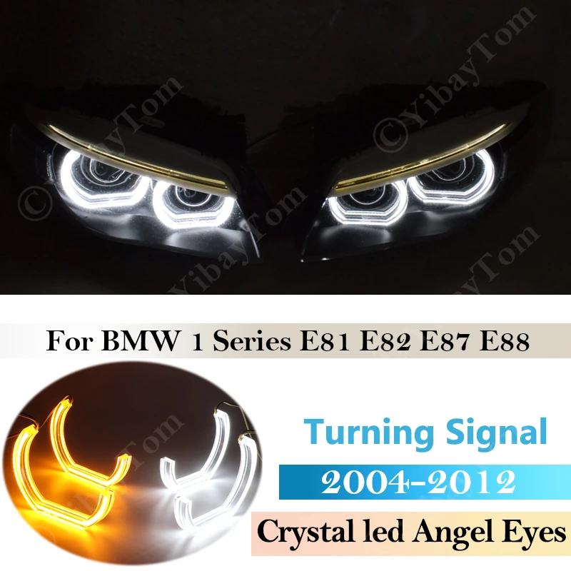 

For BMW E81 E82 E87 E88 2004 - 2012 Halo Rings Light Kits DTM Style Crystal LED Angel Eyes Xenon Headlight Turning Signal White