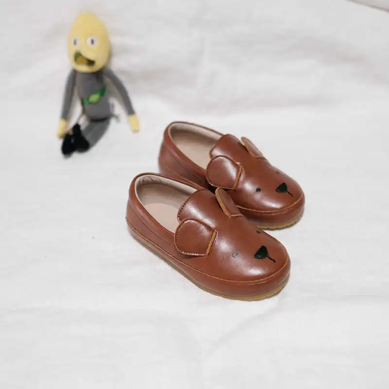 Genuine Leather Cartoon Rabbit Children\'s Casual Shoes Fashion Cute Bear Baby Girls Boys School Shoes