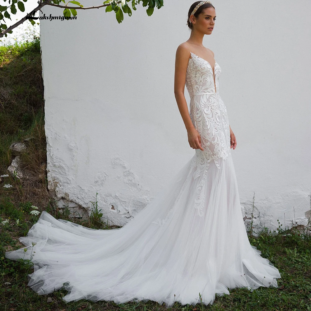 Robe de mariée sirène en dentelle, blanche, Sexy, Vintage, nouvelle collection 2022