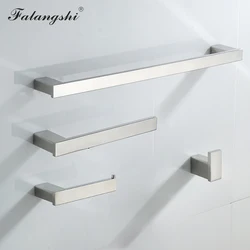 304 Stainless Steel Bathroom Hardware Set Robe Hook Toilet Roll Paper Holder 60cm Towel Bar Polished Screwed Wall Mount WB8851