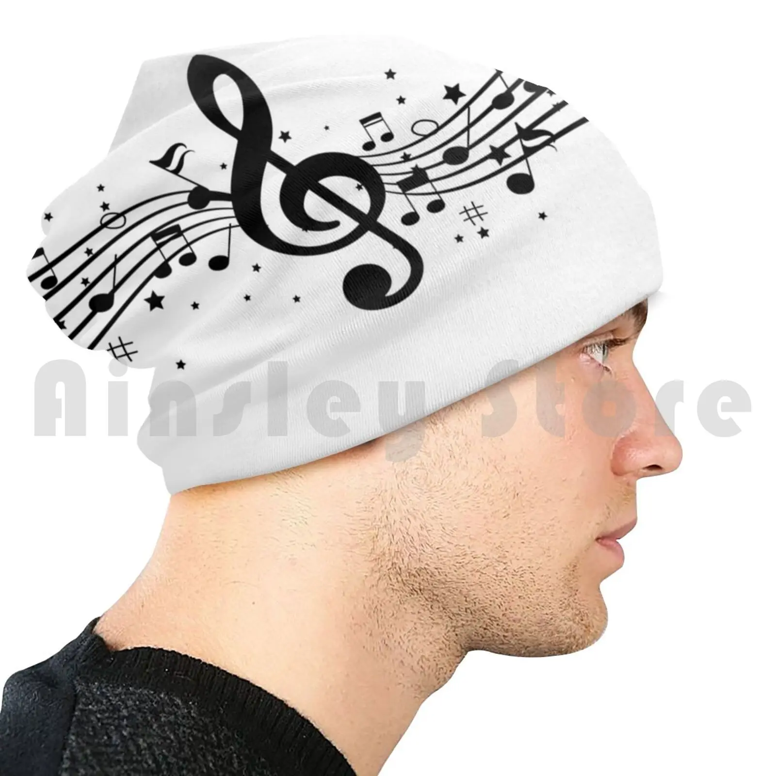 Bonnets de note de musique noirs, casquette pull, notes de musique confortables, instruments, Industries celle, séjour des amoureux