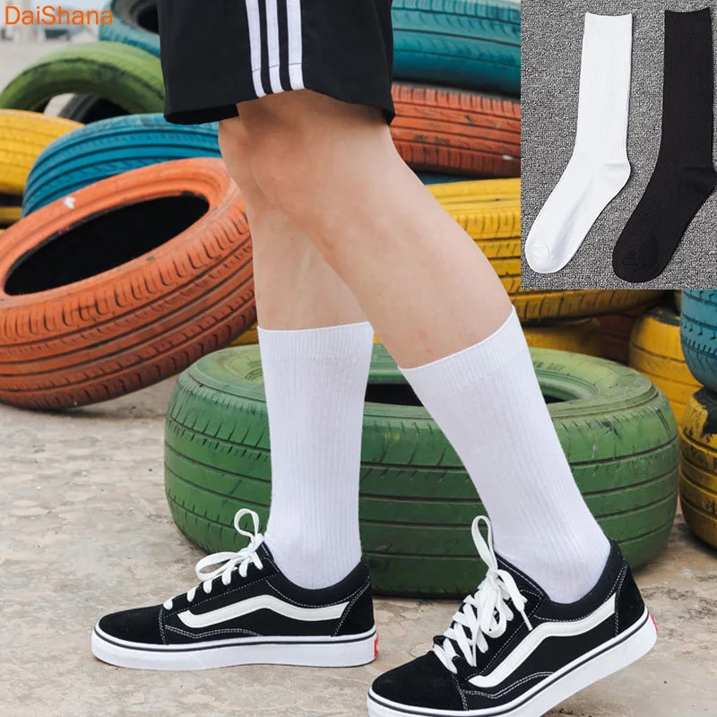 

3Pairs/Lot New Men's Cotton Socks New styles Black Business Men Socks Soft Breathable Autumn Spring for Male White Free Size