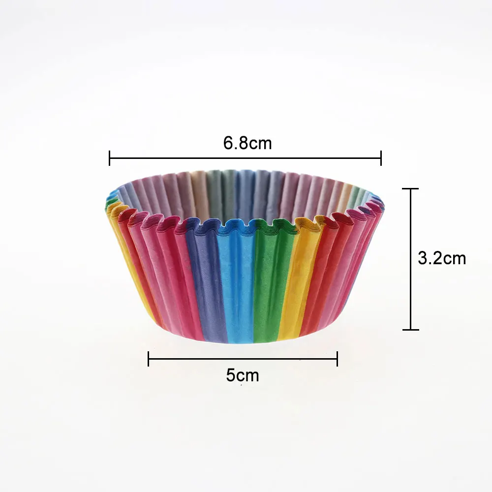 100Pcs Party Supplies Colorful Rainbow Paper Cake Cupcake Liners Baking Muffin Cup Case hot Cake Baking Supplies Tools