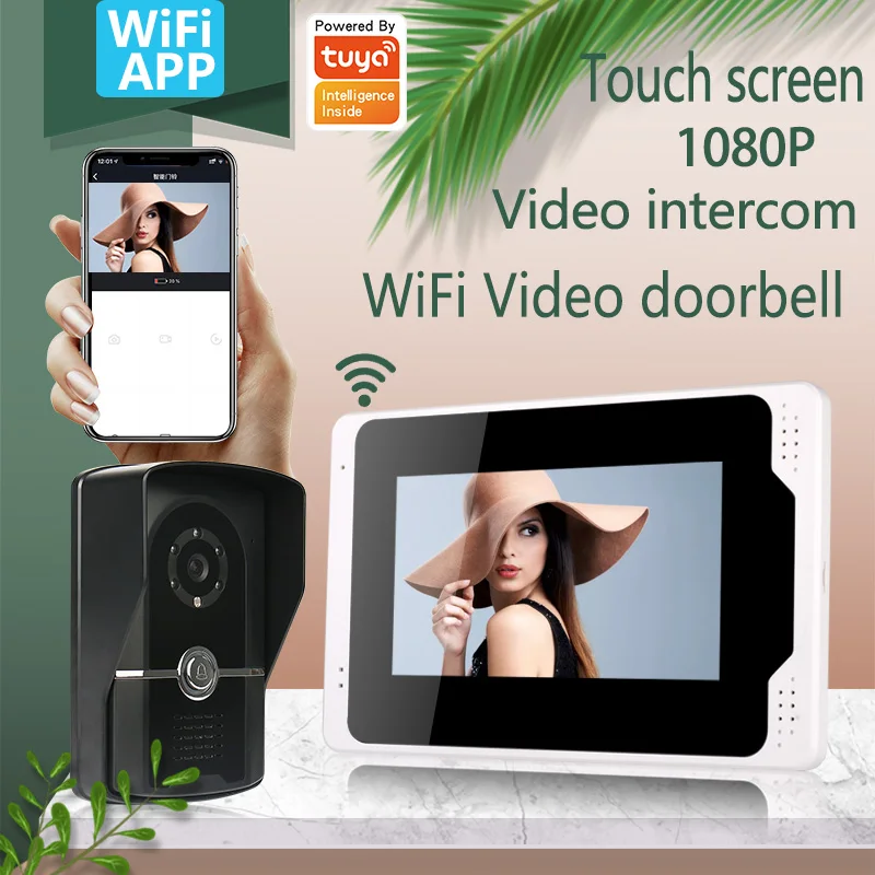 

Tuya 7 Inch Wired WiFi Smart IP Video Door Phone Intercom System with 1080P Wired Doorbell Camera,Support Remote unlock