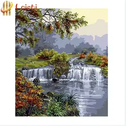Diamond Painting of Nature Landscape, Flower and Trees, Small River, Cross Stitch Kits, Embroidery, Full Mosaic Rhinestone Craft
