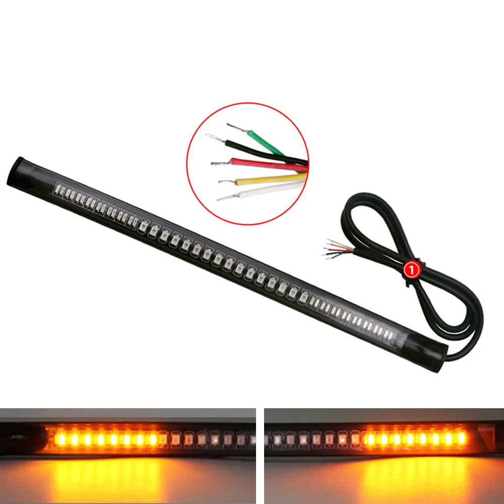 12V Flexible LED Motorcycle Light Bar Strip Tail Turn Signal Tail Rear Brake Stop Bulb Lamp Brake Light 2835 3014 SMD Dual Color