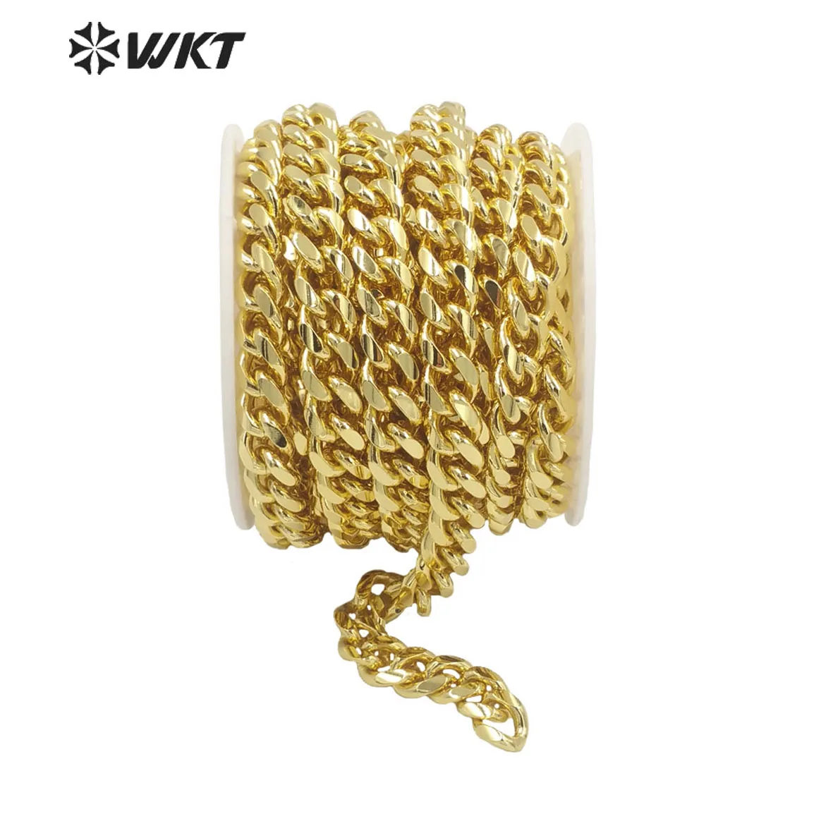 WT-BC159 Wholesale Fashion Gold Electroplated Big Chunky Faceted Necklace Women Populared Brass Metal Chain Sell By Meter