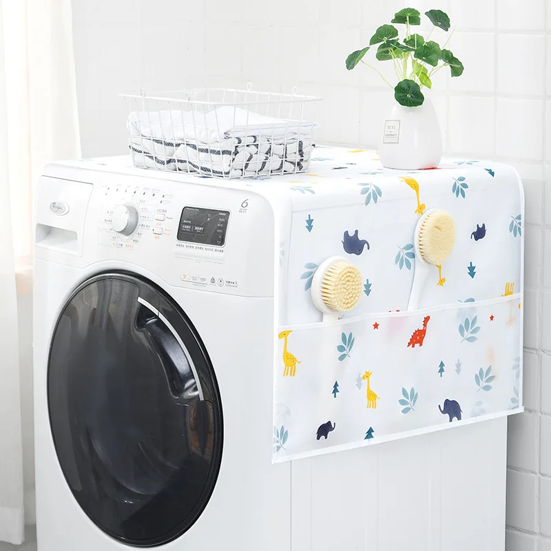 Cartoon Household Refrigerator Dust Cover Multifunctional Hanging Storage Bag for Washing Machine Dust cover Fridge Top Covers