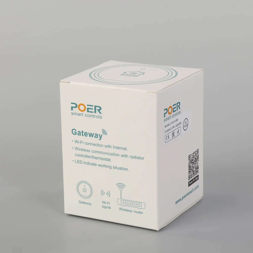 POER smart Gateway para termostato digital inalámbrico, válvula de radiador programable con wifi, detector de gas trv