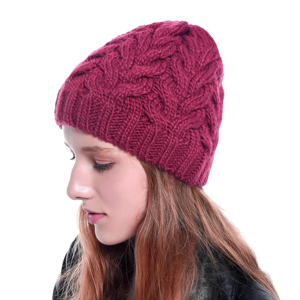 2019 New Women Wool Braided Skullies Twist Hat Lady Fashion Autumn and Winter Warm Wool Hat Knitted Beanie Cap