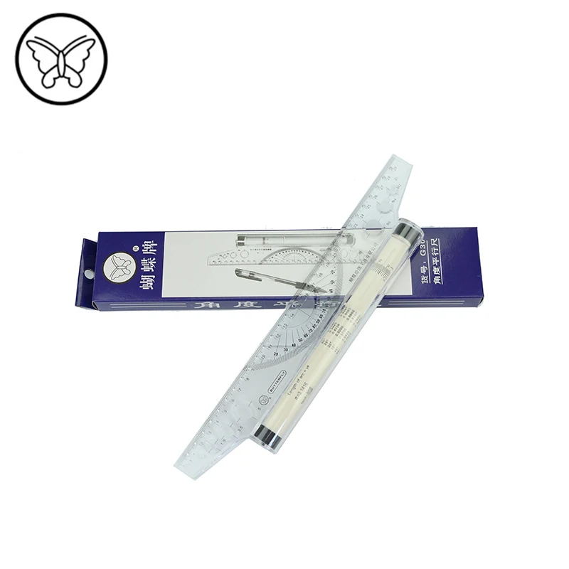 Farfalla G30 di Plastica Multi-purpose Angolo di Righello Parallelo 30 centimetri di Rotolamento Pusher Rullo Righello Angolo di Bilanciamento Bilancia Disegno Righello