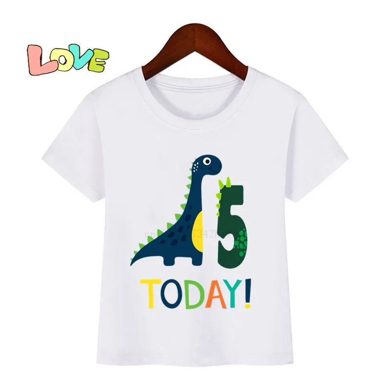 Baby Kids Cartoon Dinosaur Birthday Print T Shirt Children Birthday Dino Number T-shirts Boy&Girl Funny Gift Tshirt Present