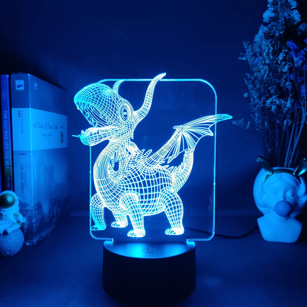 Dinosaur 3D Night Light Color Changing Pterosaur Lamp LED Bedside Table Lighting Bedoom Decoration Beautiful Gift Lampara Child