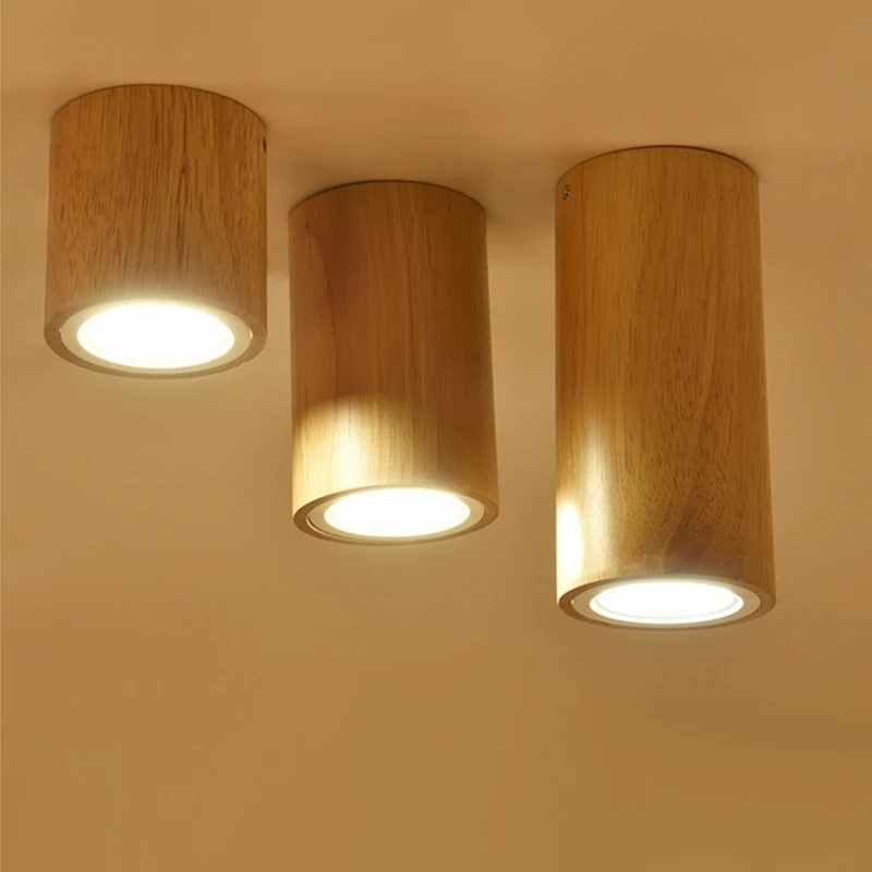 Lámpara de techo Led de madera nórdica, accesorio de iluminación redondo para pasillo interior, dormitorio, sala de estar montada en superficie,