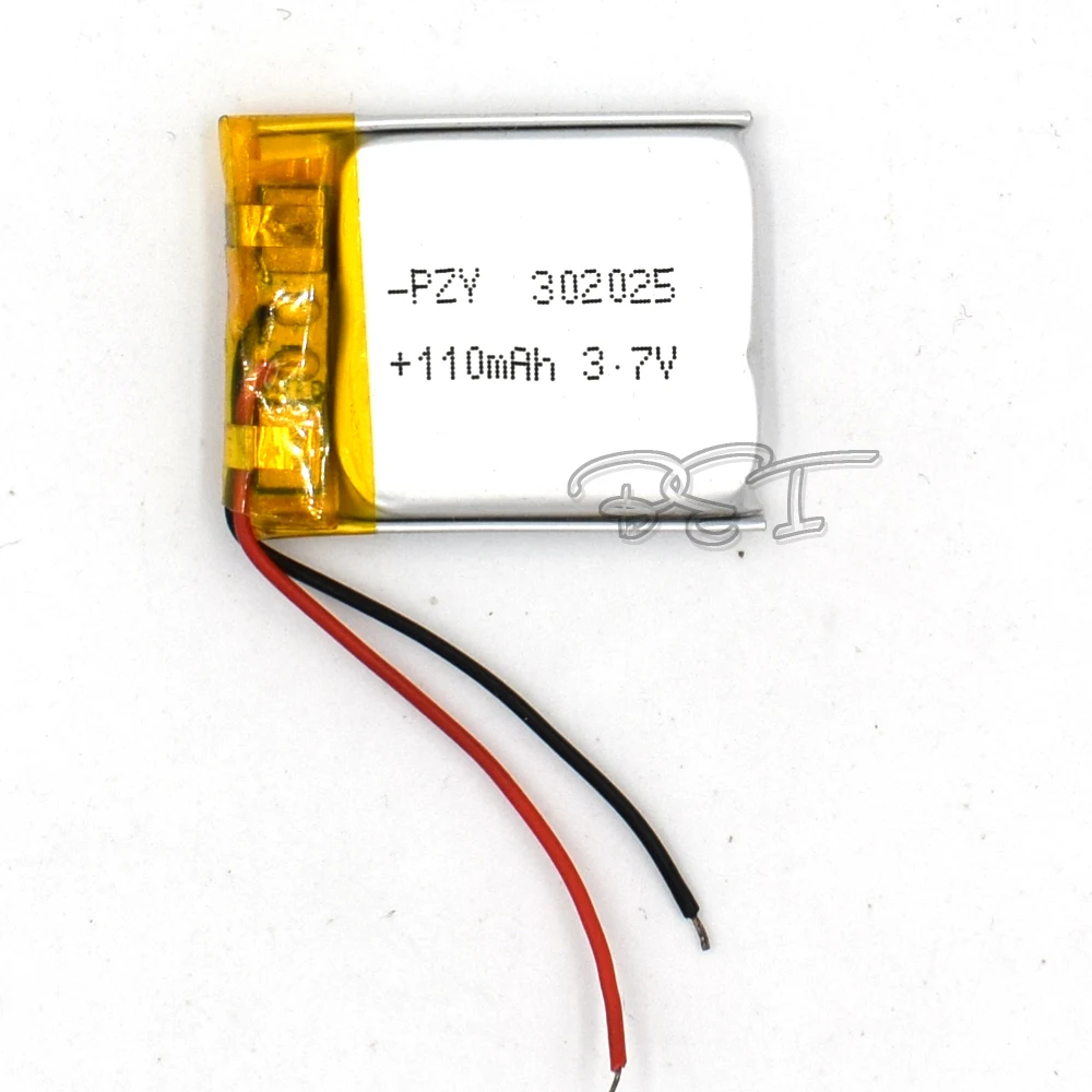 5Pcs 3.7V Rechargeable 110mAH 302025 Li-Polymer Lithium Ion Li-ion Battery For Toy GPS Mp3 Mp4 Speaker Reader Recorder Led Lamp