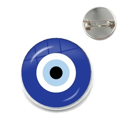 Lucky Eye Blue Turkish Evil Eye Brooch Pin Glass Dome Brooch Gifts for Women Girls Men Fashion Jewelry Accessories